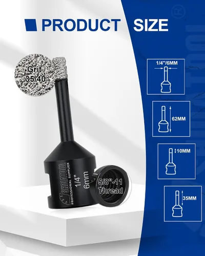 Vista 4 de SHDIATOOL Brocas de núcleo de diamante, 2 unidades de 1/4 de pulgada para porcelana, cerámica, ladrillo, ladrillo al vacío, sierra de agujero