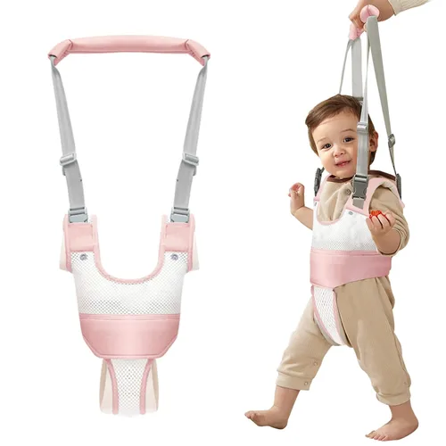 Vista 10 de Arnés de mano para caminar para bebé, cinturón ajustable para niños pequeños, arnés para caminar de pie, ayudante de aprendizaje con entrepierna Azul