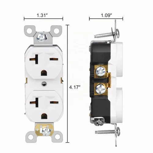 Vista 4 de Toma de pared de hoja recta 20A dúplex tomas de receptáculo eléctrico