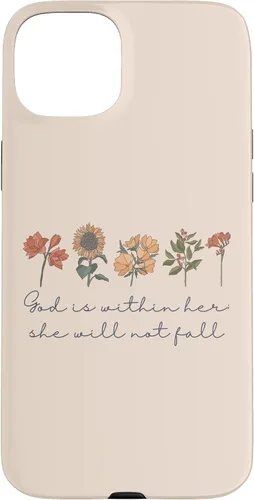 Vista 9 de God is Within Her She Will Not Fall Psalms 46:5 Boho Flowers Case for iPhone 17