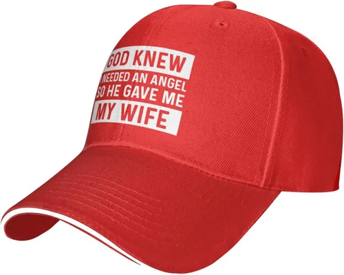 Vista 2 de God Knews I Needed an Angel So He Gave Me My Wife Sombrero para hombres Gorras de béisbol Sombreros gráficos