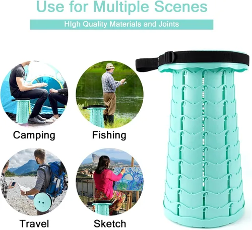 Vista 6 de LB Taburete plegable retráctil portátil, ligero telescópico plegable para adultos para pesca al aire libre, senderismo, jardinería, viajes