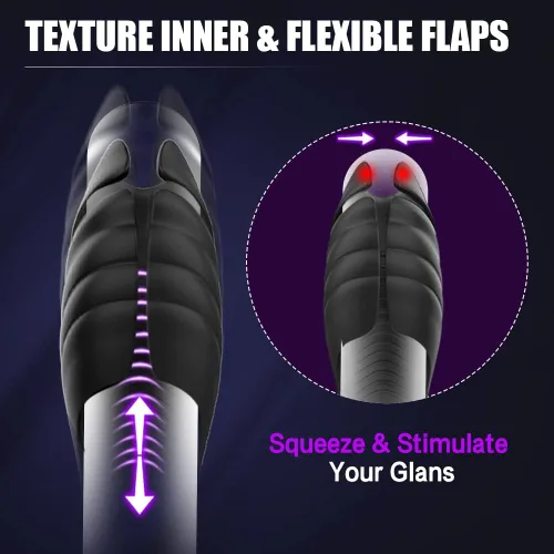 Vista 3 de Masturbador masculino ajustable, juguetes sexuales para adultos con 9 vibraciones, estimulador vibrador para el placer de la masturbación