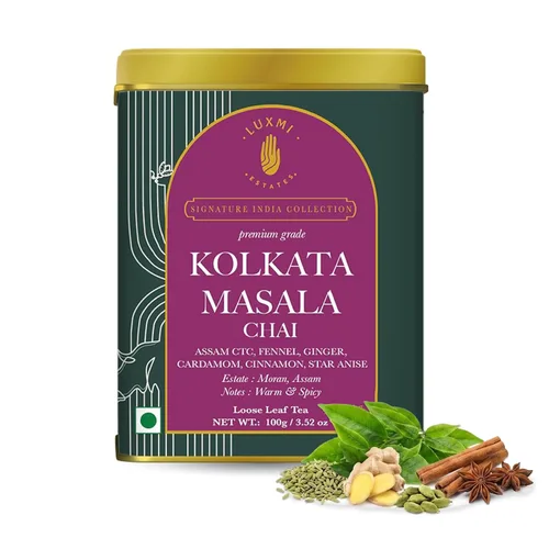 Vista 16 de Luxmi Estates Assam Gold Chai 100 gm Colección Signature India Té CTC Colección de té negro Antioxidantes Té Assam Valley Cardamomo