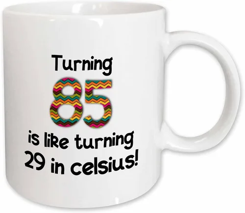 Vista 9 de 3dRose 85 is Like Turning 29 in Celsius-Humorous - Taza de dos tonos, 11 onzas, color negro