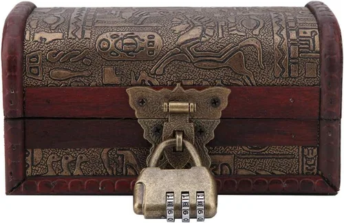 Vista 8 de Estink Caja de almacenamiento de joyería de madera vintage europea clásica caja de madera del tesoro caja del cofre del tesoro caja de la baratija