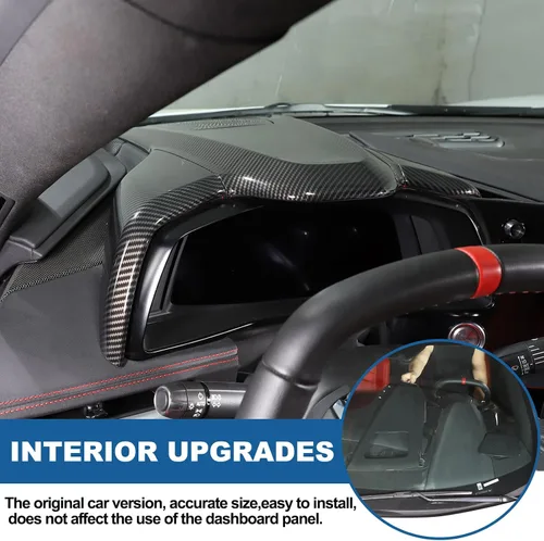 Vista 4 de Cubierta de panel de control compatible con Corvette C8 Stingray 2020-2024 ABS 4 piezas de cubierta de borde superior del salpicadero, accesorios