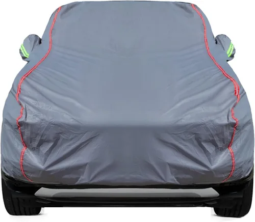 Vista 21 de Funda de Coche Transpirable de Nuevo Material, Funda Impermeable para Coche, Puertas con Candados y Cremalleras, Protección UV Impermeable
