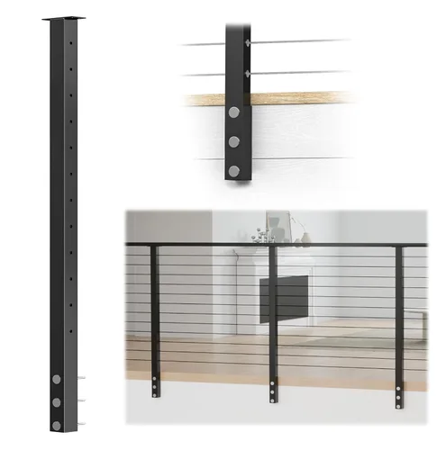 Vista 14 de Muzata RW23 - Kit de barandilla modular de montaje lateral para cubiertas de 42 pulgadas 2 Level Post Kit with Wire Rope & Cable Railing Hardware