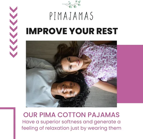 Vista 2 de Pimajamas Conjuntos de pijamas para mujer. Súper suave, fabricado con 100% algodón Pima peruano. Conjuntos de ropa de descanso para mujer, pijamas