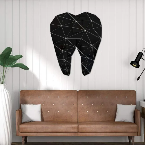 Vista 3 de The Geeky Days Pegatinas de pared con espejo acrílico en forma de diente para el cuidado dental, clínica dental, estomatología, arte de pared 3D