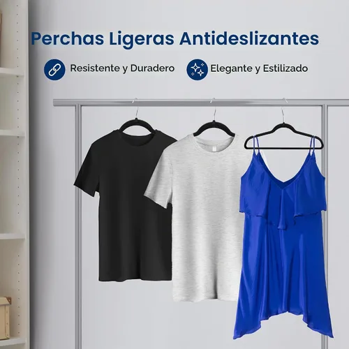 Vista 4 de SereneLife Paquete de 10 Perchas para Ropa de Terciopelo – Perchas Antideslizantes para Ropa con Diseño de Servicio Pesado, Perchas Delgadas que
