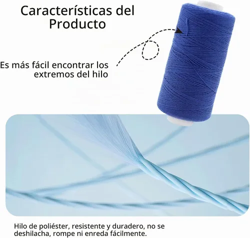 Vista 4 de Kit de hilo de coser de 50 piezas, 25 colores, 400 yardas/carrete con bobinas preenrolladas a juego, hilo de poliéster para máquinas de coser