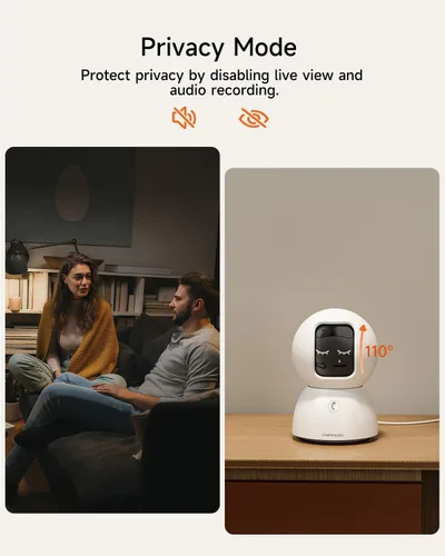 Vista 9 de Cámara de seguridad inteligente 3K para interiores con detección de IA humana/mascota/facial, cobertura panorámica de 360°, audio de 2 vías, Wi-Fi