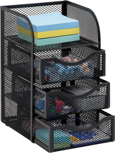 Vista 10 de Mind Reader Almacenamiento de accesorios de escritorio, cesta de clip para carpeta de papel, espacio de trabajo, oficina, malla metálica, 4.75 Negro
