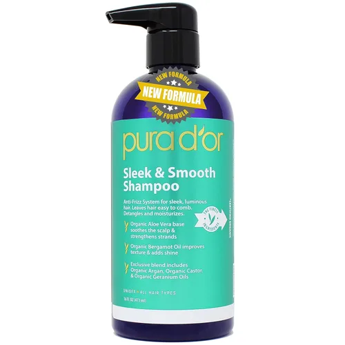 Vista 10 de PURA D'OR Elegante y suave juego de champú y acondicionador para cabello liso sin encrespamiento y sedoso, infundido con aloe vera orgánico, aceite