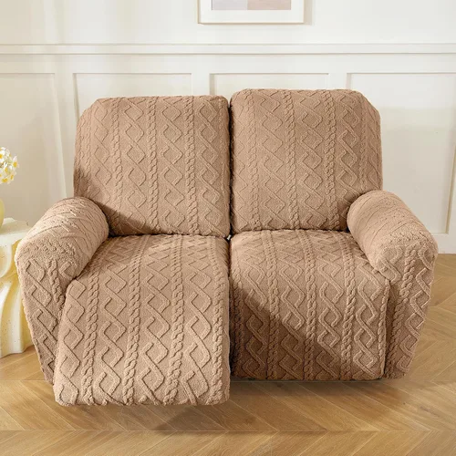 Vista 5 de vctops 6 Piezas Fundas de Sofá Reclinable Loveseat de Felpa con Jacquard Geométrico Suaves Peludas Esponjosas Protector de Muebles Antideslizante