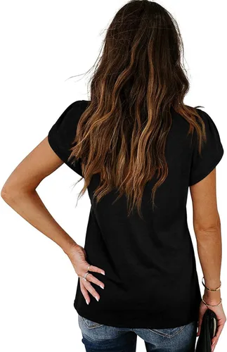Vista 4 de Camisetas de manga corta para mujer, estilo casual, de verano, con estampado floral, cuello redondo, ajuste holgado