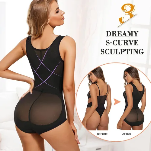 Vista 5 de RGAINON Body de entrenamiento de cintura para mujer, con control de abdomen, adelgazante, Fajas Colombianas, moldeador de cuerpo, busto abierto