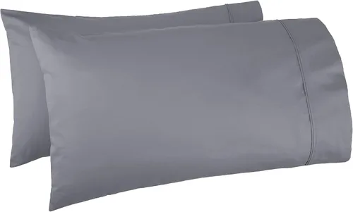 Vista 8 de Amazon Basics Juego de 2 fundas de almohada de 400 hilos, 100 % algodón, suaves, tejido satinado, resistentes a las arrugas, tamaño estándar, 20 x