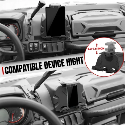 Vista 7 de A & UTV PRO Soporte para tableta para 2016-2024 Can Am Defender HD5 HD8 HD10, soporte de teléfono para dispositivo electrónico con caja