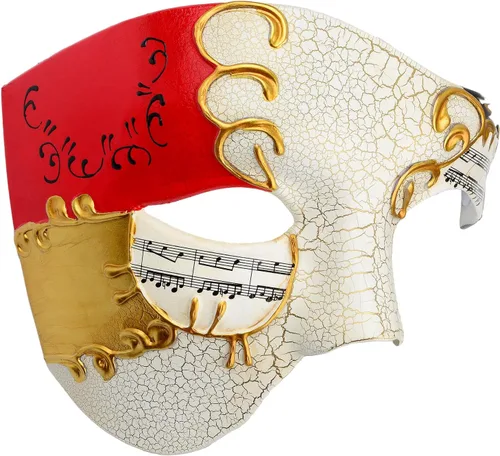 Vista 12 de Hoshin - Máscara para baile de máscaras, decoraciones de Mardi Gras de media cara, máscaras venecianas para hombre Negro