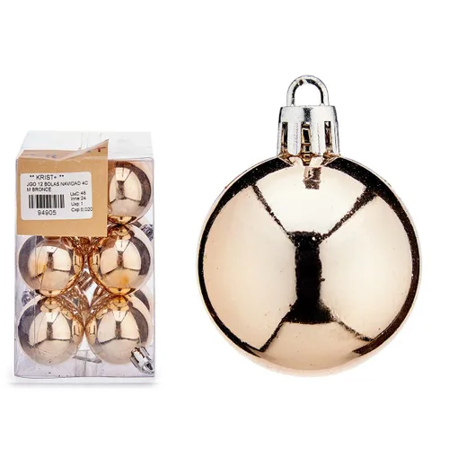Vista 3 de Set de Bolas de Navidad Krist+ 00480-6 Bronce PVC Ø 4 cm (12 Unidades)