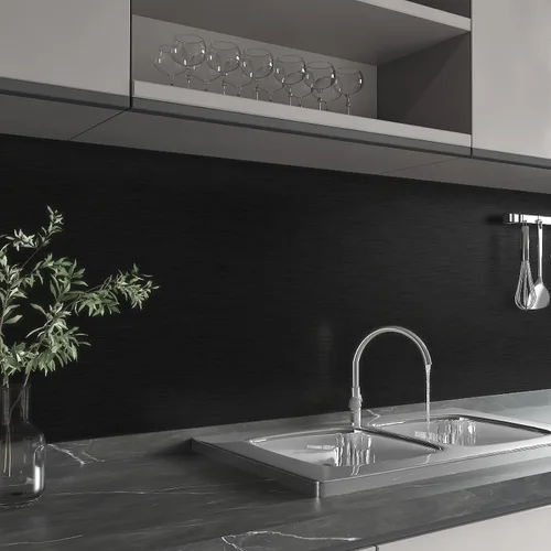 Vista 5 de CHIHUT Papel adhesivo de acero inoxidable negro cepillado, para encimeras de vinilo impermeable para refrigerador, autoadhesivo, extraíble, aspecto
