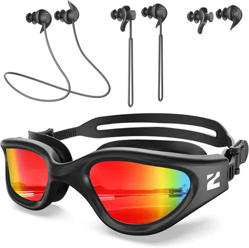 Vista 8 de ZIONOR G1 Lite - Gafas de natación polarizadas con 3 pares de tapones para los oídos, gafas de natación con protección UV antivaho para adultos