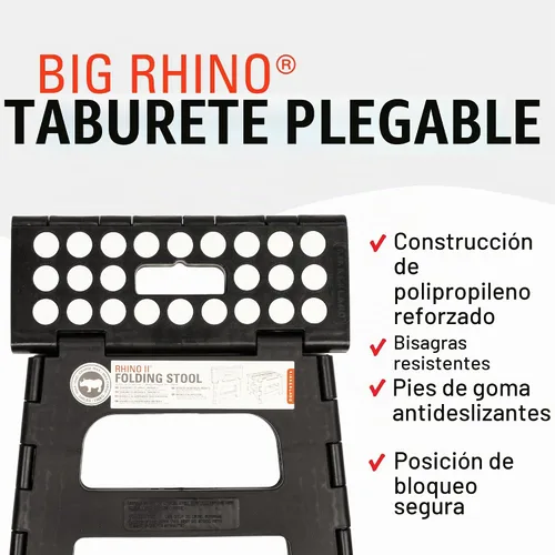 Vista 2 de Kikkerland Rhino Taburete Escalón Plegable – Soporta Adultos hasta 300 Libras, Ideal para Cocina y Baño – Taburete Escalón Colapsible, Portátil