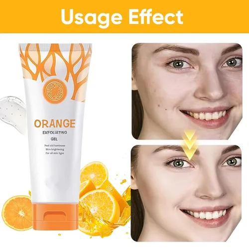 Vista 4 de Exfoliante de gel exfoliante naranja para cara y cuerpo - Exfoliante diario suave para suavizar y refrescar la piel opaca, textura de gelatina a
