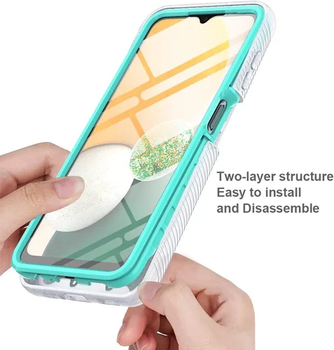 Vista 5 de TJS Funda compatible con Samsung Galaxy A13 5G, con [protector de pantalla integrado], cubierta protectora de cuerpo completo con purpurina y bonito
