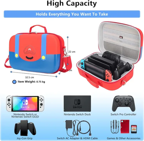 Vista 3 de Dronside Funda de transporte para Nintendo SwitchSwitch modelo OLED (2021) Bolsa de mensajero portátil de almacenamiento duro para Nintendo Switch