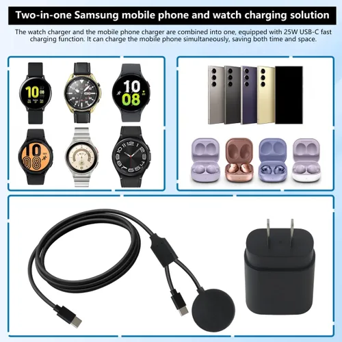Vista 6 de Latest for Samsung Watch & Phone Charger for Galaxy Watch 8 Classic and for Galaxy S20 FE, 25W Fast Charge