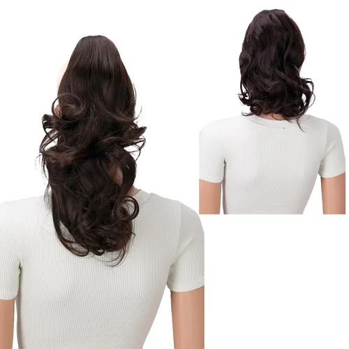 Vista 27 de PRETTYSHOP 16 o 20 pulgadas clip para el pelo en extensión cola de caballo 2 en 1 rizada resistente al calor