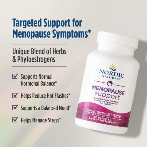 Vista 3 de Nordic Naturals Apoyo para la menopausia, sin sabor, 60 cápsulas, suplemento de apoyo hormonal para mujeres para la menopausia, equilibrio