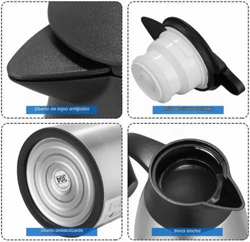 Vista 5 de Jarra térmica de café de 70 onzas, acero inoxidable, jarra de café aislada, dispensador de bebidas de café al vacío de doble pared para mantener 12