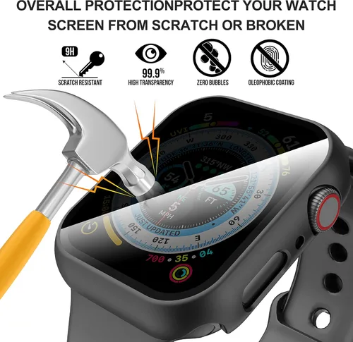 Vista 3 de Suoman - Funda protectora de pantalla para Apple Watch Series 6/5/4 SE de 1.575 in Paquete de 3 fundas ultrafinas de vidrio templado para iWatch