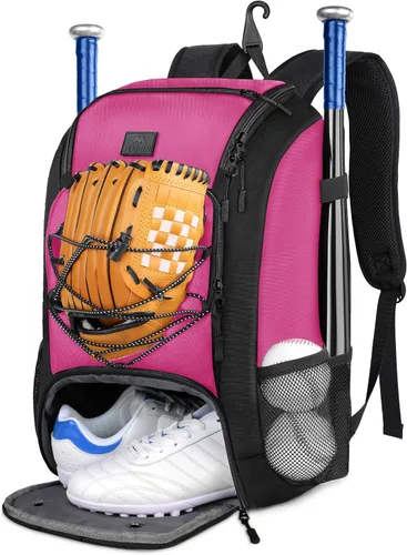 Vista 13 de MATEIN Mochila de Béisbol, Bolsa de Bate de Sóftbol con Compartimento para Zapatos para Jóvenes, Niños y Adultos, Bolsa de Béisbol Ligera con Gancho