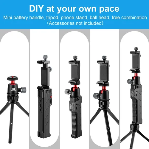 Vista 5 de FOMITO Agarre de batería multifuncional para cámara réflex digital, teléfono celular, bolsillo Osmo, para GoPro 10/9/8/7/6