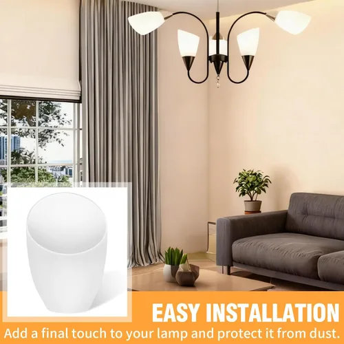 Vista 5 de 6 pantallas blancas de herradura (sombra en U) con agujero de 1.57 pulgadas, pantalla de plástico PE para lámpara de mesa y luz colgante