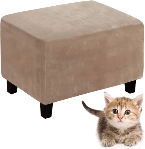 Vista 16 de ele ELEOPTION Funda otomana rectangular súper elástica y suave de ajuste forma, fundas otomanas para taburete de pies y muebles de almacenamiento