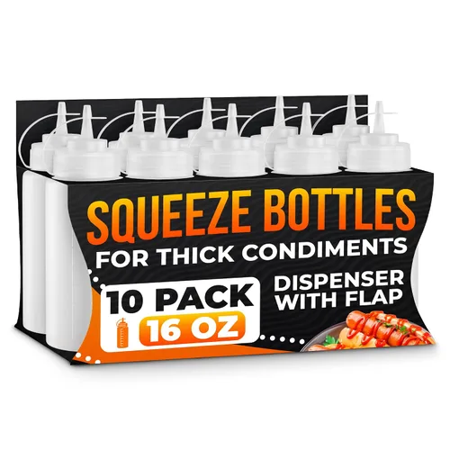 Vista 17 de BURIUS Paquete de 6 botellas pequeñas de 4 onzas para líquidos, botellas transparentes para condimentos exprimibles para salsas, salsa de tomate