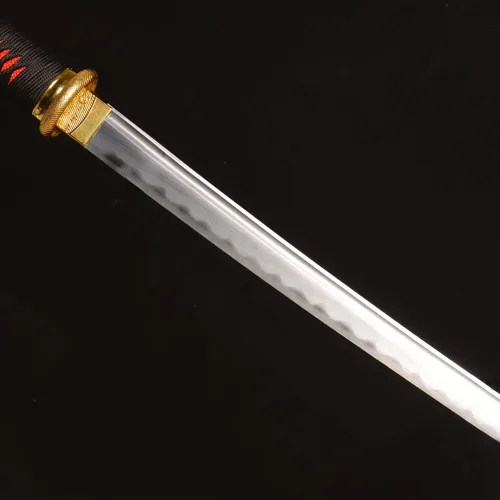 Vista 7 de Espada japonesa hecha a mano, negro/rojo-oro, soporte de exhibición