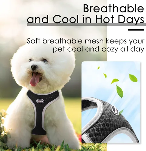 Vista 4 de ThinkPet Arnés de ventilación reflectante transpirable suave sin tirones para cachorros, chaleco de ventilación para cachorros pequeños y medianos