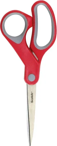 Vista 2 de Tijeras Scotch Multiusos de Acero Inoxidable de 8 Pulgadas, 2 Pares, Rojo y Gris, Ideales para Cortar Papel de Envoltorio de Regalos Navideños