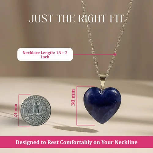 Vista 15 de Gempires Love - Collar con colgante de cristal de corazón para mujer, chapado en plata, cadena ajustable de 18 + 2 pulgadas