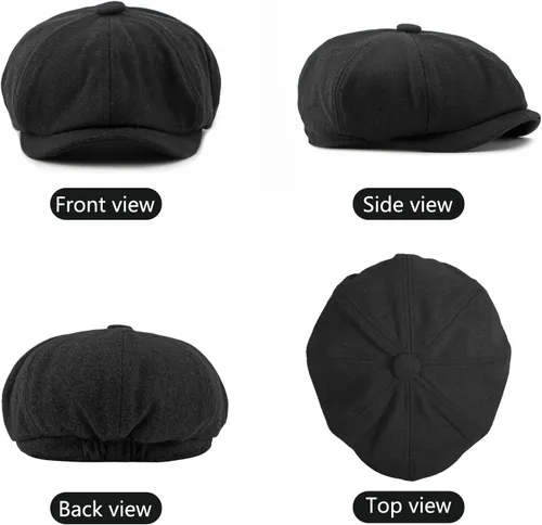 Vista 4 de meioro Hombres 8 Panel Newsboy Cap Vintage Tweed Flat Cap Irish Newsies Hat Gatsby Cabbie Caps Paperboy Classic Winter Hats