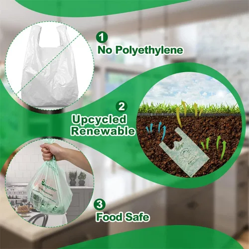 Vista 4 de OrangeBio Bolsas Compostables Certificadas para Productos del Hogar, 250 Unidades, 14 x 18 Pulgadas, Soportan hasta 14 Libras, ASTM D6400, EN 13432