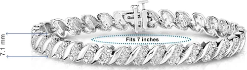 Vista 5 de NATALIA DRAKE Pulsera de tenis de diamante con eslabones ondulados de 14 Cttw para mujer en plata de ley 925 Color I-JClarity I2-I3